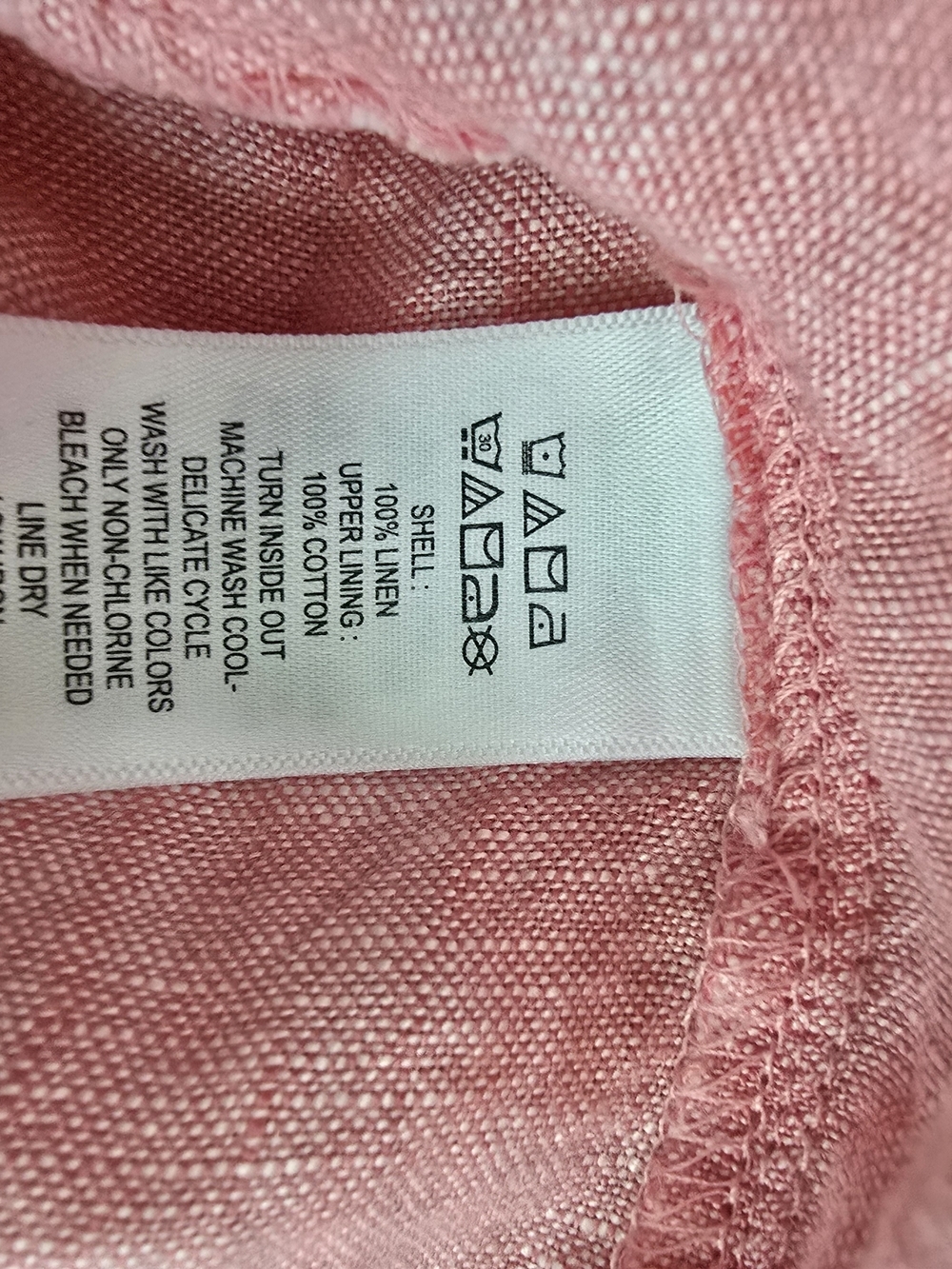 Cynthia Blue Pink 100% Linen Fabric Sun Dress Women Size M - Picture 6 of 7